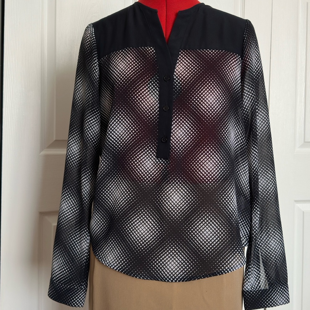 Michael Kors Elegant Navy Blue and White Women's Top. Size S.